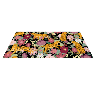 Alfombra vinilo animal leopardo con flores - TenVinilo
