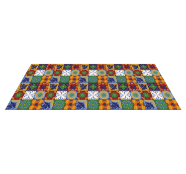 Alfombra vinílica cocina Coloridos azulejos mexicanos - TenVinilo