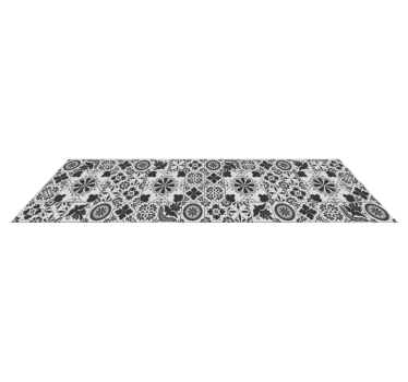 Alfombra vinilo cocina azulejos negros y crema - TenVinilo