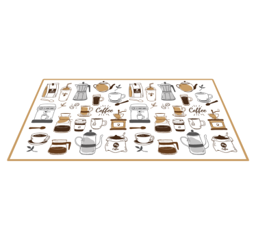 Alfombra vinílica cocina elementos esenciales del café - TenVinilo