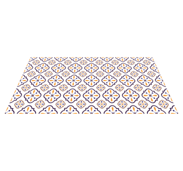 Alfombra vinílica cocina réplica de azulejos florales - TenVinilo