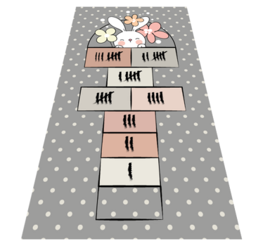 Alfombra de vinilo juegos infantil Rayuela de conejo nórdico - TenVinilo