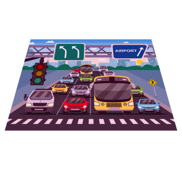 Alfombra vinílica carretera tiempo de juego de tráfico - TenVinilo