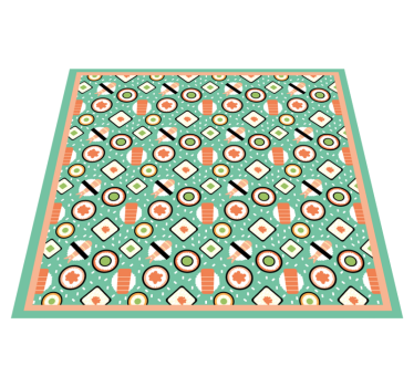 Alfombra vinílica cocina patrones inspirados en el sushi - TenVinilo