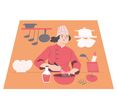 Alfombra vinílica cocina ilustración del cocinero - TenVinilo