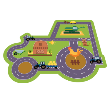 Alfombra vinílica infantil Camino en forma de tractor - TenVinilo