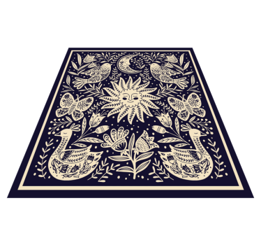Alfombra vinílica dormitorio armonía folclórica celestial - TenVinilo