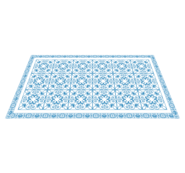 Alfombra vinílica cocina elementos botánicos azules - TenVinilo