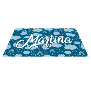 Alfombra vinilo con nombre lluvia y arcoíris  - TenVinilo