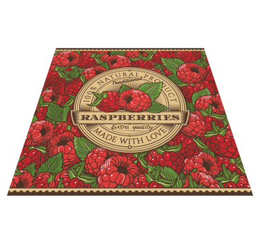 Alfombra vinílica cocina estampado floral de frambuesa - TenVinilo