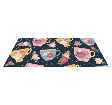 Alfombra vinílica cocina Taza de té ornamental - TenVinilo
