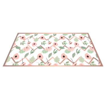 Alfombra vinílica cocina Zig zaks florales - TenVinilo