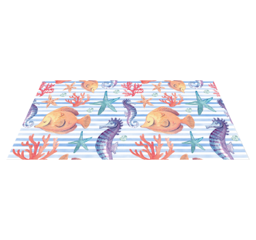 Alfombras vinílicas de animales Acuarela de vida marina - TenVinilo