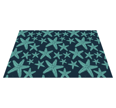 Alfombra vinilo baño estrellas de mar azules - TenVinilo
