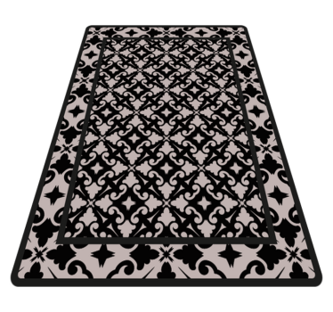 Alfombra vinílica cocina elegante patrón negro - TenVinilo