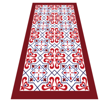 Alfombra vinílica cocina motivo floral rojo - TenVinilo