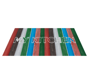 Alfombra vinílica cocina rayas coloridas - TenVinilo