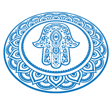 Alfombra vinílica étnica Mano azul y blanca de fatima - TenVinilo