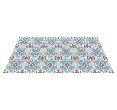 Alfombra vinílica cocina patrón floral azul - TenVinilo