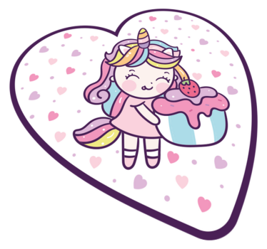Alfombra vinílica infantil Niña unicornio y cupcake - TenVinilo