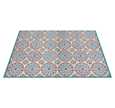 Alfombra vinilo cocina círculos azul vintage - TenVinilo