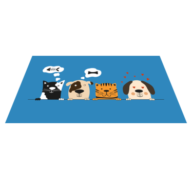 Alfombra vinílica recibidor lindas expresiones de mascotas - TenVinilo
