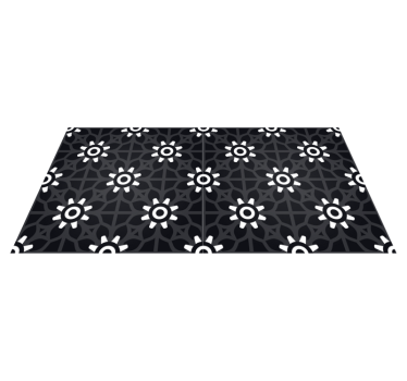 Alfombras vinilo azulejos negros florales - TenVinilo