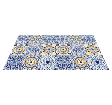 Alfombra vinílica cocina disposición de azulejos vibrantes - TenVinilo