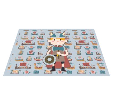 Alfombra vinílica étnica dibujo barco vikingo - TenVinilo