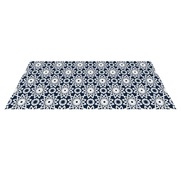 Alfombra vinílica cocina diseño floral azul marino - TenVinilo