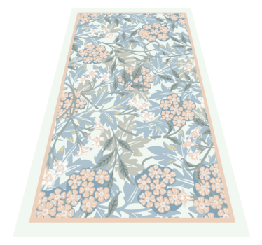 Alfombra de vinilo nórdica Cocina plantas blancas y azules - TenVinilo