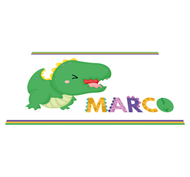 Alfombra de vinilo con nombre Dinosaurio verde con nombre - TenVinilo