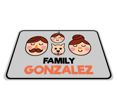 Alfombra de vinilo con nombre Nombres con familia y perro. - TenVinilo