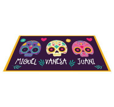 Alfombra de vinilo con nombre Calaveras mexicanas - TenVinilo
