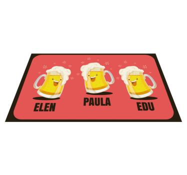 Alfombra vinílica recibidor jarras de cerveza personalizadas - TenVinilo