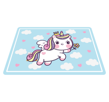 Alfombra de vinilo bebé Bebé unicornio en arco iris - TenVinilo