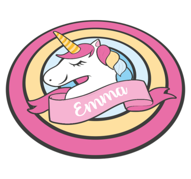 Alfombra de vinilo bebé Unicornio envuelto por círculos - TenVinilo