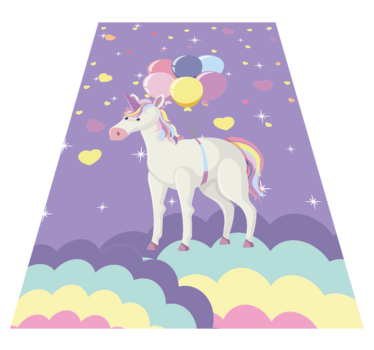 Alfombra de vinilo bebé Unicornio con globo de corazón - TenVinilo