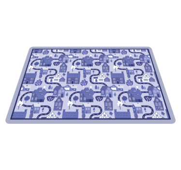 Alfombra vinílica carretera diseño de paisaje urbano azul - TenVinilo