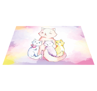 Alfombra vinilo dormitorio Familia de gatos - TenVinilo