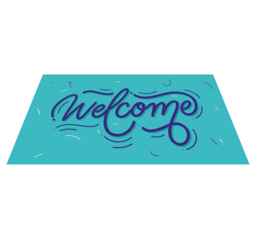 Alfombra vinílica recibidor bienvenido diseño azul - TenVinilo