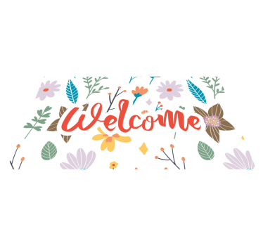 Alfombra vinílica recibidor diseño de flores de bienvenida - TenVinilo