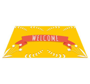 Alfombra vinílica recibidor saludo de bienvenida amarillo - TenVinilo