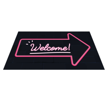 Alfombra vinílica recibidor bienvenido flecha rosa - TenVinilo
