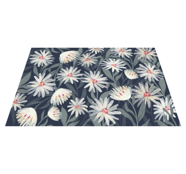 Alfombra vinílica cocina Flores de margarita blanca - TenVinilo