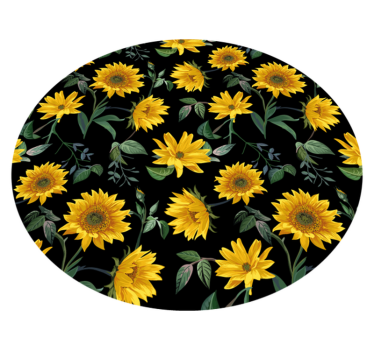 Alfombra vinilo dormitorio Girasoles planta fondo negro - TenVinilo