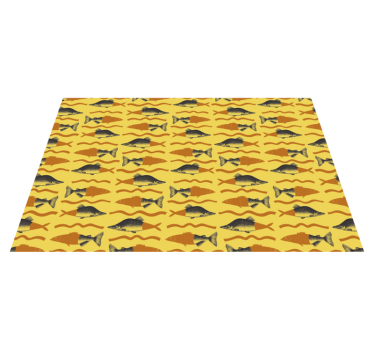 Alfombra vinílica cocina Pescado sobre fondo amarillo - TenVinilo