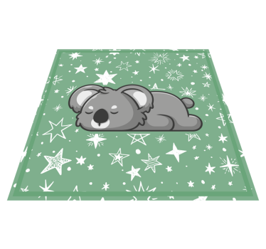 Alfombras vinílicas de animales Koala durmiendo con fondo verde - TenVinilo