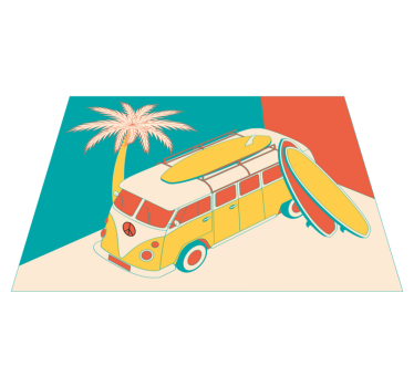 Alfombra de vinilo vintage Mini bus hippie - TenVinilo