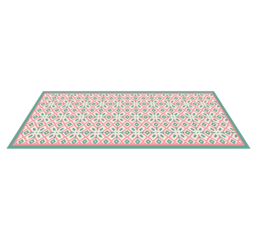 Alfombra vinilica rectangular Patrón boho rosa, azul y amarillo - TenVinilo